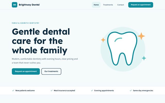 Preview of the Dental office website template