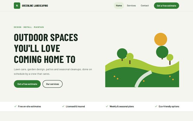 Preview of the Landscaping & lawn care website template