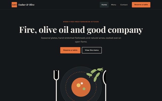 Preview of the Restaurant & café website template